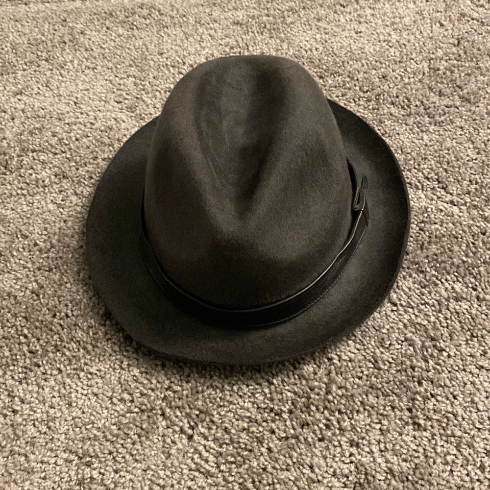 Rare gray wool John Varvatos hot with leather strap